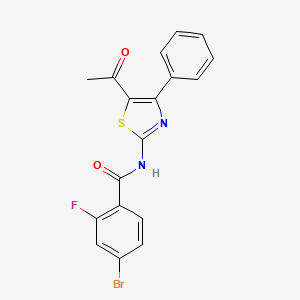 molecular formula C18H12BrFN2O2S B2720835 N-(5-acetyl-4-phenylthiazol-2-yl)-4-bromo-2-fluorobenzamide CAS No. 391222-91-6