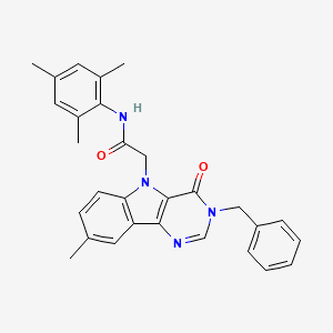 2-(3-benzyl-8-methyl-4-oxo-3H-pyrimido[5,4-b]indol-5(4H)-yl)-N-mesitylacetamide