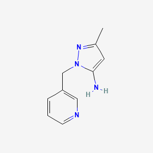 molecular formula C10H12N4 B2720839 5-Methyl-2-pyridin-3-ylmethyl-2H-pyrazol-3-ylamine CAS No. 957500-08-2