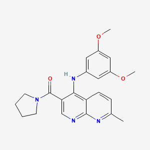 (4-((3,5-Dimethoxyphenyl)amino)-7-methyl-1,8-naphthyridin-3-yl)(pyrrolidin-1-yl)methanone