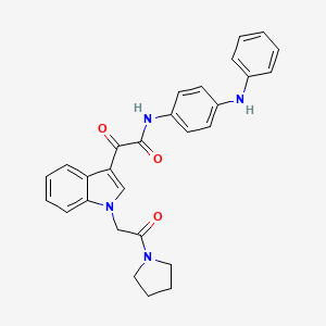 2-oxo-2-(1-(2-oxo-2-(pyrrolidin-1-yl)ethyl)-1H-indol-3-yl)-N-(4-(phenylamino)phenyl)acetamide