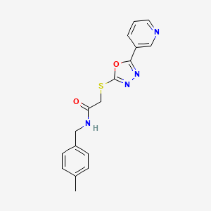 molecular formula C17H16N4O2S B2720871 N-[(4-Methylphenyl)methyl]-2-{[5-(pyridin-3-YL)-1,3,4-oxadiazol-2-YL]sulfanyl}acetamide CAS No. 899738-73-9