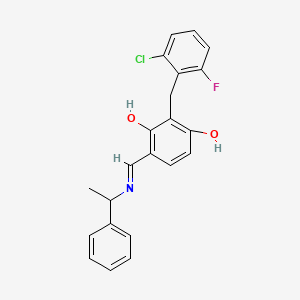 2-(2-Chloro-6-fluorobenzyl)-4-{[(1-phenylethyl)imino]methyl}-1,3-benzenediol