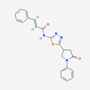 molecular formula C21H18N4O3 B2720895 N-(5-(5-oxo-1-phenylpyrrolidin-3-yl)-1,3,4-oxadiazol-2-yl)cinnamamide CAS No. 1286744-41-9