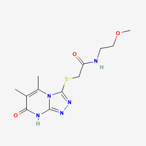 2-((5,6-dimethyl-7-oxo-7,8-dihydro-[1,2,4]triazolo[4,3-a]pyrimidin-3-yl)thio)-N-(2-methoxyethyl)acetamide
