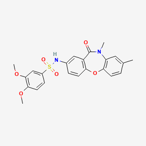molecular formula C23H22N2O6S B2720899 N-(8,10-dimethyl-11-oxo-10,11-dihydrodibenzo[b,f][1,4]oxazepin-2-yl)-3,4-dimethoxybenzenesulfonamide CAS No. 921898-89-7