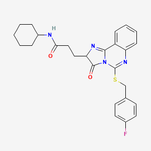 molecular formula C26H27FN4O2S B2720902 N-cyclohexyl-3-(5-{[(4-fluorophenyl)methyl]sulfanyl}-3-oxo-2H,3H-imidazo[1,2-c]quinazolin-2-yl)propanamide CAS No. 1037168-71-0
