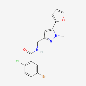 5-bromo-2-chloro-N-((5-(furan-2-yl)-1-methyl-1H-pyrazol-3-yl)methyl)benzamide