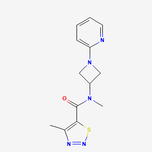 molecular formula C13H15N5OS B2720919 N,4-dimethyl-N-[1-(pyridin-2-yl)azetidin-3-yl]-1,2,3-thiadiazole-5-carboxamide CAS No. 2415565-53-4