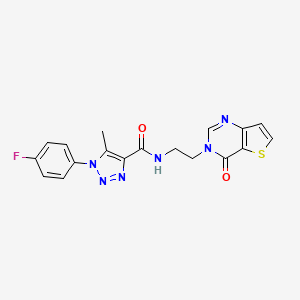 molecular formula C18H15FN6O2S B2720934 1-(4-fluorophenyl)-5-methyl-N-(2-(4-oxothieno[3,2-d]pyrimidin-3(4H)-yl)ethyl)-1H-1,2,3-triazole-4-carboxamide CAS No. 1904413-38-2