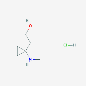 molecular formula C6H14ClNO B2720960 2-[1-(Methylamino)cyclopropyl]ethanol;hydrochloride CAS No. 2411264-91-8