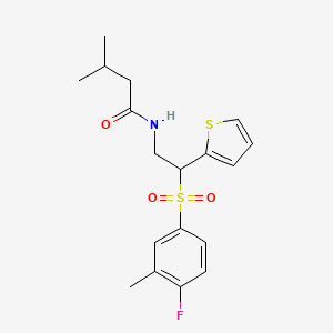N-[2-[(4-fluoro-3-methylphenyl)sulfonyl]-2-(2-thienyl)ethyl]-3-methylbutanamide