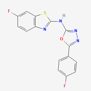 molecular formula C15H8F2N4OS B2720968 6-fluoro-N-[5-(4-fluorophenyl)-1,3,4-oxadiazol-2-yl]-1,3-benzothiazol-2-amine CAS No. 862976-36-1