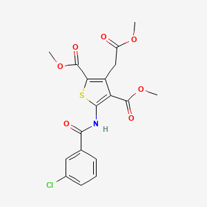 molecular formula C18H16ClNO7S B2720988 Dimethyl 5-[(3-chlorobenzoyl)amino]-3-(2-methoxy-2-oxoethyl)-2,4-thiophenedicarboxylate CAS No. 338393-17-2