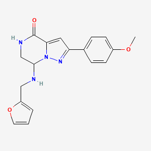 molecular formula C18H18N4O3 B2720990 7-[(2-furylmethyl)amino]-2-(4-methoxyphenyl)-6,7-dihydropyrazolo[1,5-a]pyrazin-4(5H)-one CAS No. 2109090-52-8