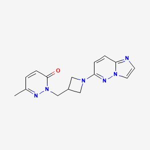 molecular formula C15H16N6O B2720991 2-[(1-{咪唑并[1,2-b]嘧啶-6-基}氮杂环丙-3-基甲基)-6-甲基-2,3-二氢嘧啶-3-酮 CAS No. 2197850-59-0