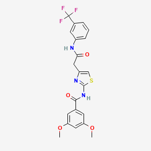 molecular formula C21H18F3N3O4S B2721001 3,5-dimethoxy-N-(4-(2-oxo-2-((3-(trifluoromethyl)phenyl)amino)ethyl)thiazol-2-yl)benzamide CAS No. 921519-45-1