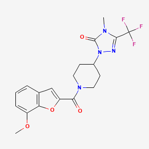 molecular formula C19H19F3N4O4 B2721007 1-(1-(7-methoxybenzofuran-2-carbonyl)piperidin-4-yl)-4-methyl-3-(trifluoromethyl)-1H-1,2,4-triazol-5(4H)-one CAS No. 2034601-51-7