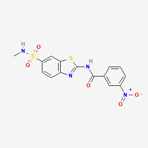 molecular formula C15H12N4O5S2 B2721010 N-[6-(甲磺酰氨基)-1,3-苯并噻唑-2-基]-3-硝基苯甲酰胺 CAS No. 718603-70-4