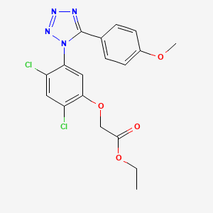 molecular formula C18H16Cl2N4O4 B2721018 Ethyl 2-(2,4-dichloro-5-(5-(4-methoxyphenyl)-1H-1,2,3,4-tetraazol-1-yl)phenoxy)acetate CAS No. 338961-68-5