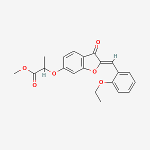 molecular formula C21H20O6 B2721026 (Z)-甲酸甲酯 2-((2-(2-乙氧基苄亚甲基)-3-氧代-2,3-二氢苯并呋喃-6-基)氧基)丙酸酯 CAS No. 623122-89-4