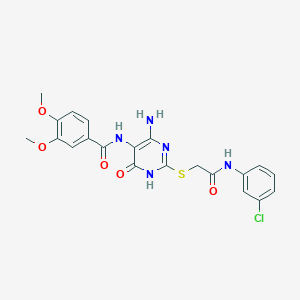 N-(4-amino-2-((2-((3-chlorophenyl)amino)-2-oxoethyl)thio)-6-oxo-1,6-dihydropyrimidin-5-yl)-3,4-dimethoxybenzamide