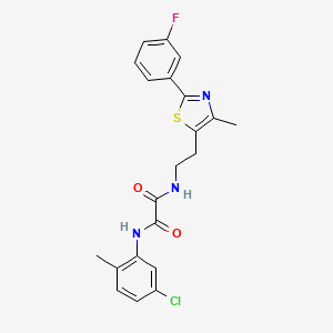 molecular formula C21H19ClFN3O2S B2721052 N'-(5-chloro-2-methylphenyl)-N-{2-[2-(3-fluorophenyl)-4-methyl-1,3-thiazol-5-yl]ethyl}ethanediamide CAS No. 895778-81-1