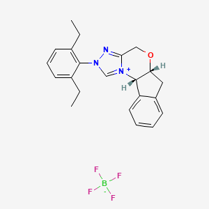 molecular formula C22H24BF4N3O B2721075 (5aR,10bS)-2-(2,6-Diethylphenyl)-4,5a,6,10b-tetrahydroindeno[2,1-b][1,2,4]triazolo[4,3-d][1,4]oxazin-2-ium tetrafluoroborate CAS No. 1221487-76-8