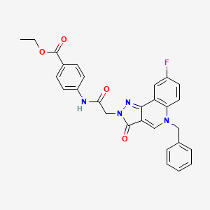 ethyl 4-{[(5-benzyl-8-fluoro-3-oxo-3,5-dihydro-2H-pyrazolo[4,3-c]quinolin-2-yl)acetyl]amino}benzoate