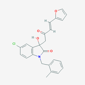 molecular formula C24H20ClNO4 B272108 5-chloro-3-[(3E)-4-(furan-2-yl)-2-oxobut-3-en-1-yl]-3-hydroxy-1-(2-methylbenzyl)-1,3-dihydro-2H-indol-2-one 