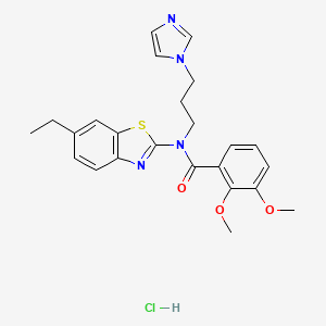 molecular formula C24H27ClN4O3S B2721083 N-(3-(1H-imidazol-1-yl)propyl)-N-(6-ethylbenzo[d]thiazol-2-yl)-2,3-dimethoxybenzamide hydrochloride CAS No. 1215744-16-3