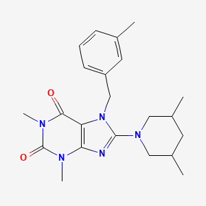 molecular formula C22H29N5O2 B2721086 8-(3,5-Dimethylpiperidin-1-yl)-1,3-dimethyl-7-[(3-methylphenyl)methyl]purine-2,6-dione CAS No. 359901-57-8