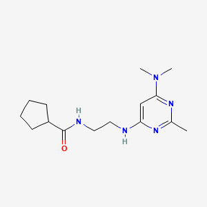 molecular formula C15H25N5O B2721088 N-(2-((6-(dimethylamino)-2-methylpyrimidin-4-yl)amino)ethyl)cyclopentanecarboxamide CAS No. 1203067-67-7