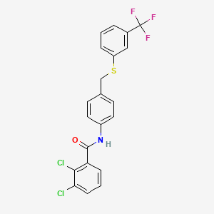 molecular formula C21H14Cl2F3NOS B2721089 2,3-dichloro-N-[4-[[3-(trifluoromethyl)phenyl]sulfanylmethyl]phenyl]benzamide CAS No. 338398-66-6