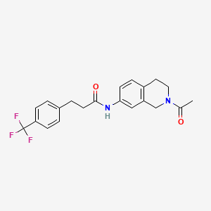 molecular formula C21H21F3N2O2 B2721129 N-(2-acetyl-1,2,3,4-tetrahydroisoquinolin-7-yl)-3-[4-(trifluoromethyl)phenyl]propanamide CAS No. 1797241-65-6