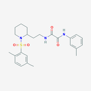 molecular formula C24H31N3O4S B2721131 N-{2-[1-(2,5-dimethylbenzenesulfonyl)piperidin-2-yl]ethyl}-N'-(3-methylphenyl)ethanediamide CAS No. 898407-02-8