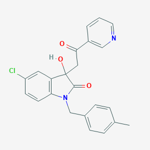 molecular formula C23H19ClN2O3 B272114 5-chloro-3-hydroxy-1-(4-methylbenzyl)-3-[2-oxo-2-(pyridin-3-yl)ethyl]-1,3-dihydro-2H-indol-2-one 