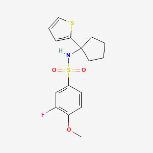 molecular formula C16H18FNO3S2 B2721140 3-fluoro-4-methoxy-N-(1-(thiophen-2-yl)cyclopentyl)benzenesulfonamide CAS No. 2034244-34-1