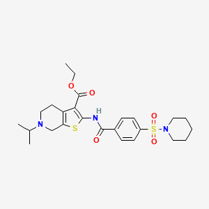 molecular formula C25H33N3O5S2 B2721176 ethyl 2-[4-(piperidine-1-sulfonyl)benzamido]-6-(propan-2-yl)-4H,5H,6H,7H-thieno[2,3-c]pyridine-3-carboxylate CAS No. 449768-23-4