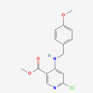 molecular formula C15H15ClN2O3 B2721184 Methyl 6-chloro-4-((4-methoxybenzyl)amino)nicotinate CAS No. 1706440-18-7