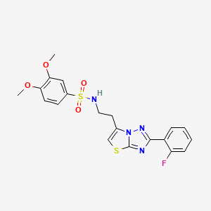 N-(2-(2-(2-fluorophenyl)thiazolo[3,2-b][1,2,4]triazol-6-yl)ethyl)-3,4-dimethoxybenzenesulfonamide