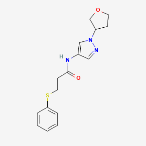 molecular formula C16H19N3O2S B2721273 N-[1-(oxolan-3-yl)-1H-pyrazol-4-yl]-3-(phenylsulfanyl)propanamide CAS No. 1797318-62-7