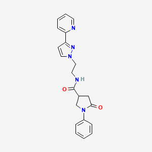 5-oxo-1-phenyl-N-(2-(3-(pyridin-2-yl)-1H-pyrazol-1-yl)ethyl)pyrrolidine-3-carboxamide