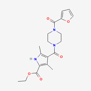 molecular formula C19H23N3O5 B2721332 ethyl 4-[4-(furan-2-carbonyl)piperazine-1-carbonyl]-3,5-dimethyl-1H-pyrrole-2-carboxylate CAS No. 847412-19-5