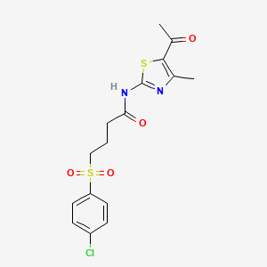 molecular formula C16H17ClN2O4S2 B2721345 N-(5-acetyl-4-methylthiazol-2-yl)-4-((4-chlorophenyl)sulfonyl)butanamide CAS No. 941987-87-7