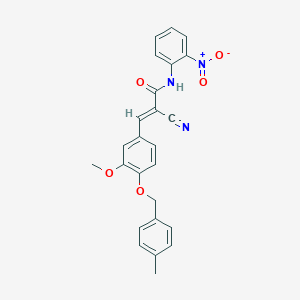 B2721347 (E)-2-cyano-3-[3-methoxy-4-[(4-methylphenyl)methoxy]phenyl]-N-(2-nitrophenyl)prop-2-enamide CAS No. 380478-31-9