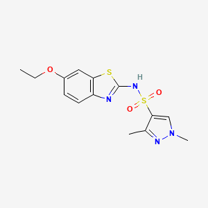 molecular formula C14H16N4O3S2 B2721356 N-(6-ethoxy-1,3-benzothiazol-2-yl)-1,3-dimethyl-1H-pyrazole-4-sulfonamide CAS No. 899225-95-7