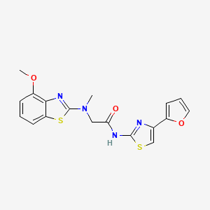 molecular formula C18H16N4O3S2 B2721376 N-(4-(furan-2-yl)thiazol-2-yl)-2-((4-methoxybenzo[d]thiazol-2-yl)(methyl)amino)acetamide CAS No. 1396747-56-0