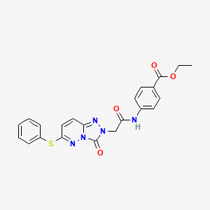 molecular formula C22H19N5O4S B2721381 ethyl 4-{2-[3-oxo-6-(phenylsulfanyl)-2H,3H-[1,2,4]triazolo[4,3-b]pyridazin-2-yl]acetamido}benzoate CAS No. 1242971-81-8