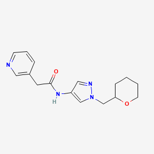 molecular formula C16H20N4O2 B2721402 N-{1-[(oxan-2-yl)methyl]-1H-pyrazol-4-yl}-2-(pyridin-3-yl)acetamide CAS No. 2034529-14-9
